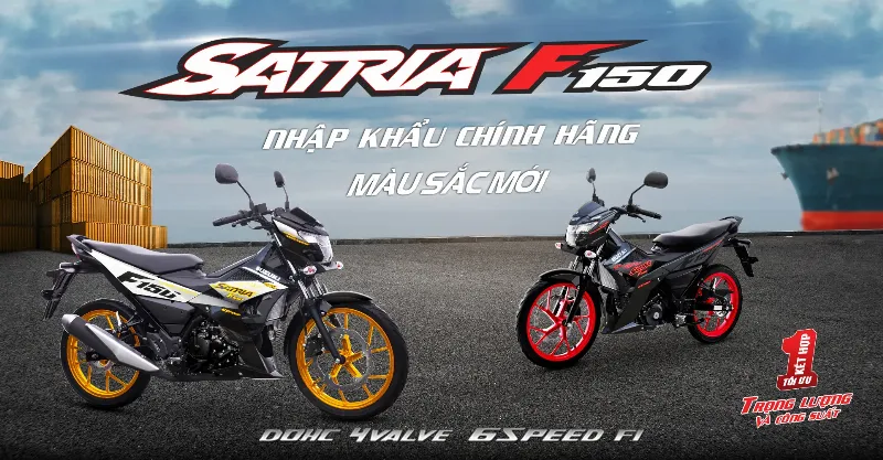 Hình ảnh minh họa các mẫu xe côn tay thể thao Suzuki Raider và Satria cùng thông tin giá xe máy Suzuki