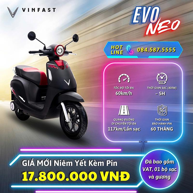 Hình ảnh tổng thể thiết kế hiện đại của xe máy điện VinFast Evo 200 với đường nét tinh tế và màu sắc bắt mắt
