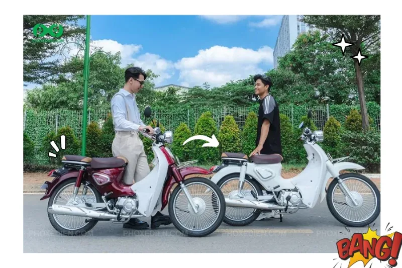 Hình ảnh một bạn học sinh đang điều khiển xe wave 50cc trên đường phố Việt Nam, thể hiện sự phổ biến của dòng xe này trong giới trẻ